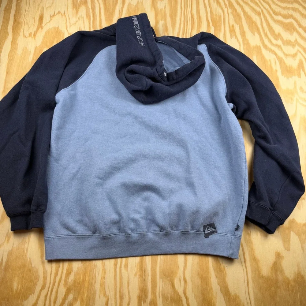 Quicksilver Hoodie 2 tone Vintage Skate Surfwear 90s Y2K Blue size L